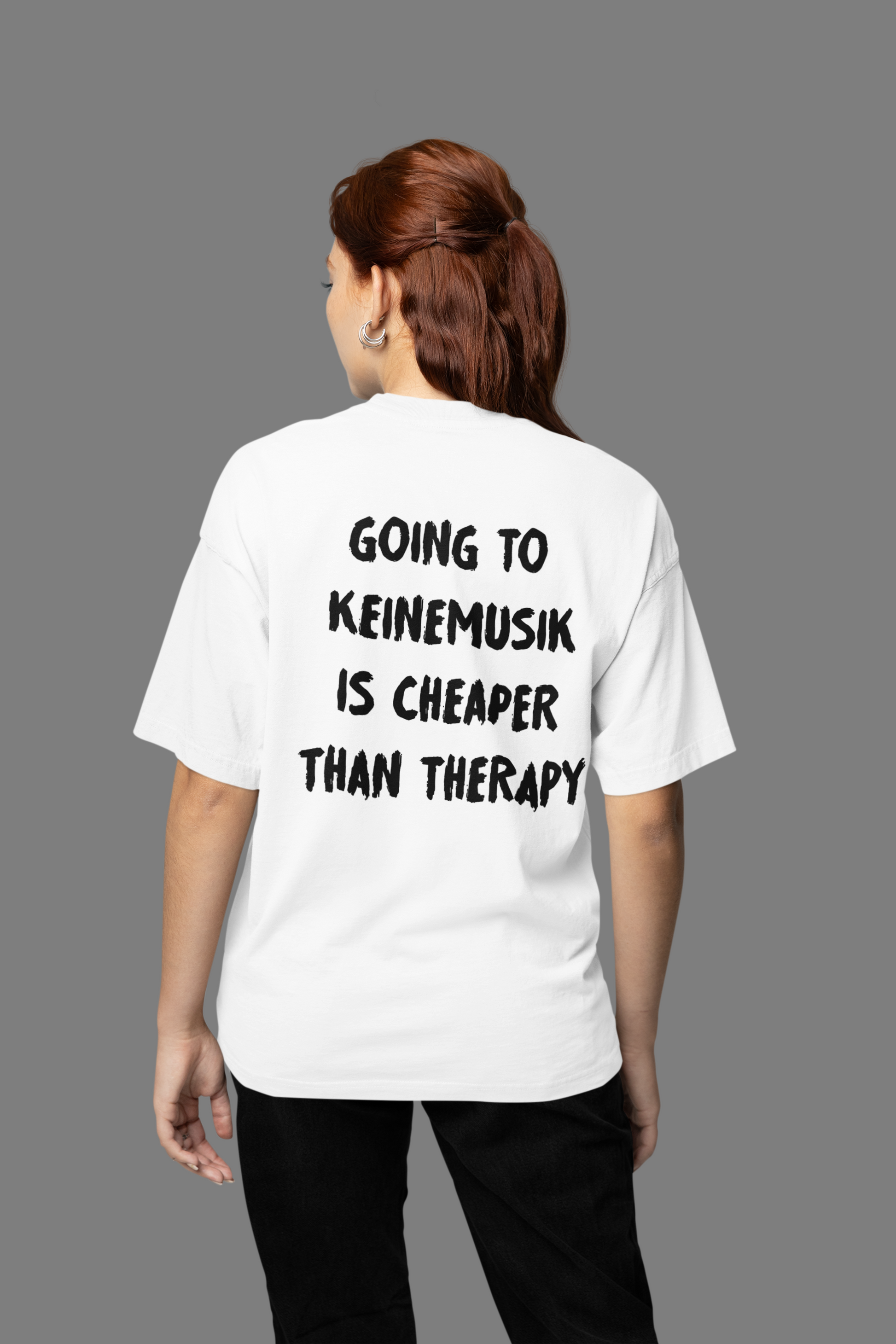 "KM is cheaper than THERAPY" - White / Pink Unisex tee - Romanian House Community Store