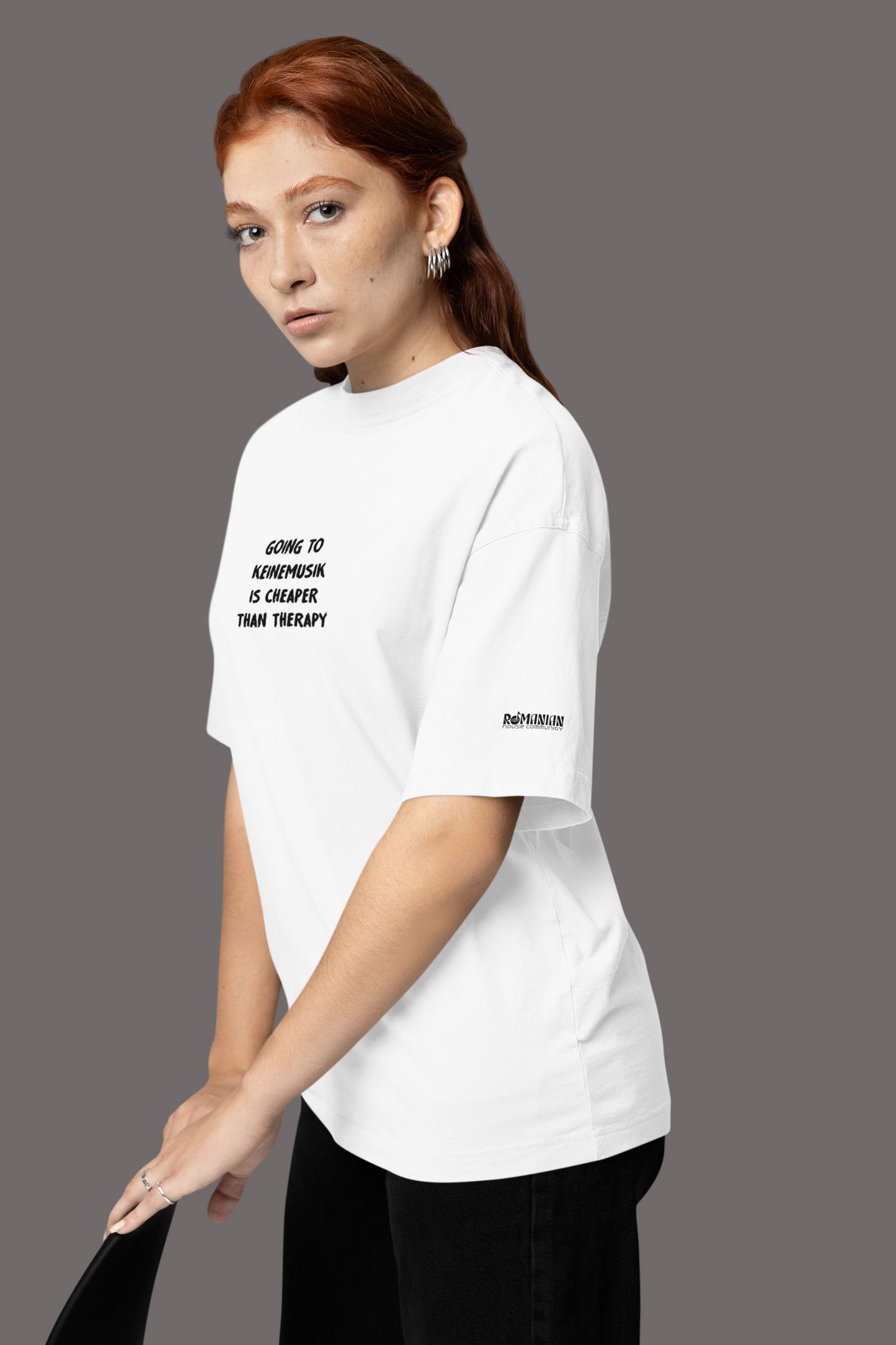 "KM is cheaper than THERAPY" - White / Pink Unisex tee - Romanian House Community Store