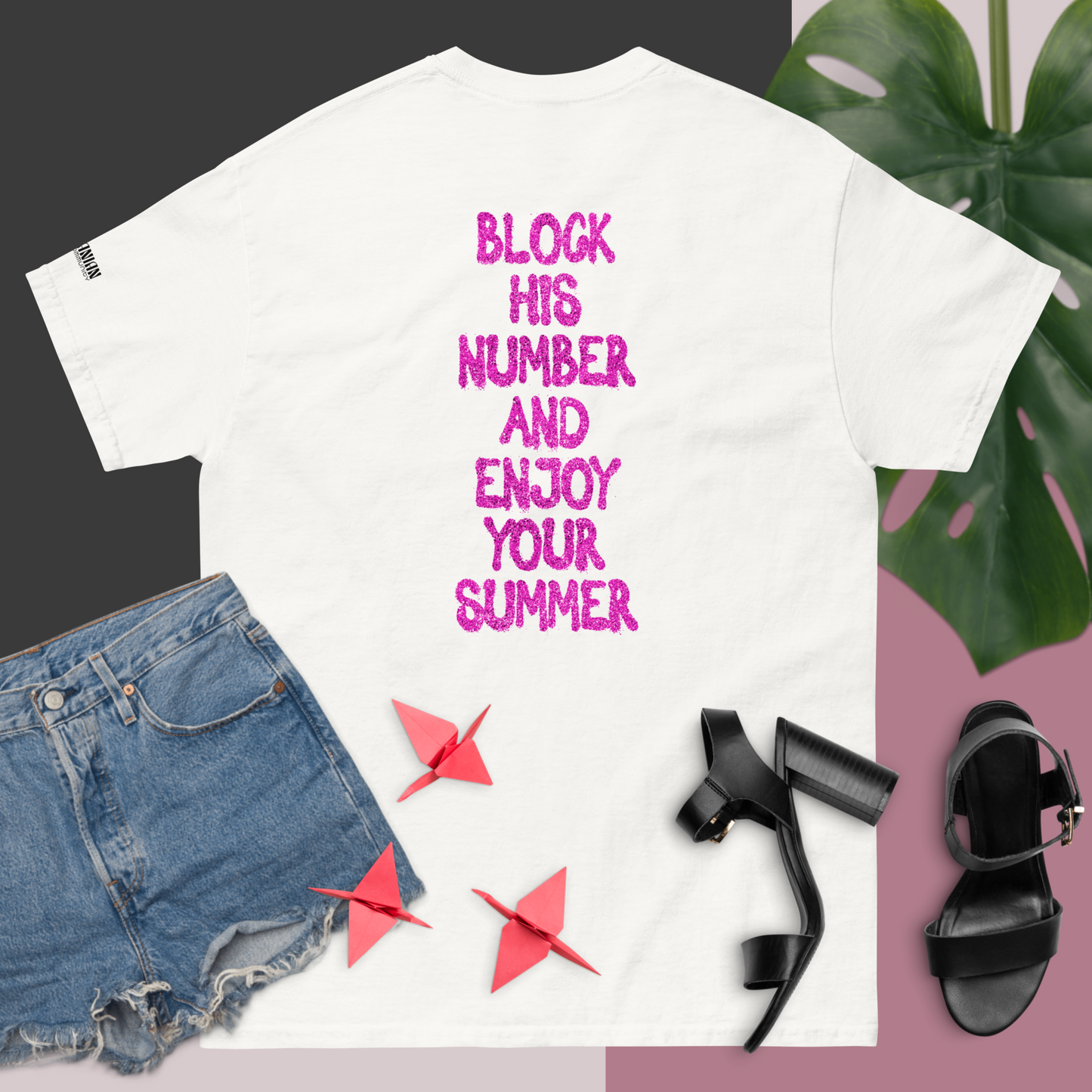 "BRUNETTE BOMBSHELL - Block his number and enjoy your summer" T-shirt - Romanian House Community Store