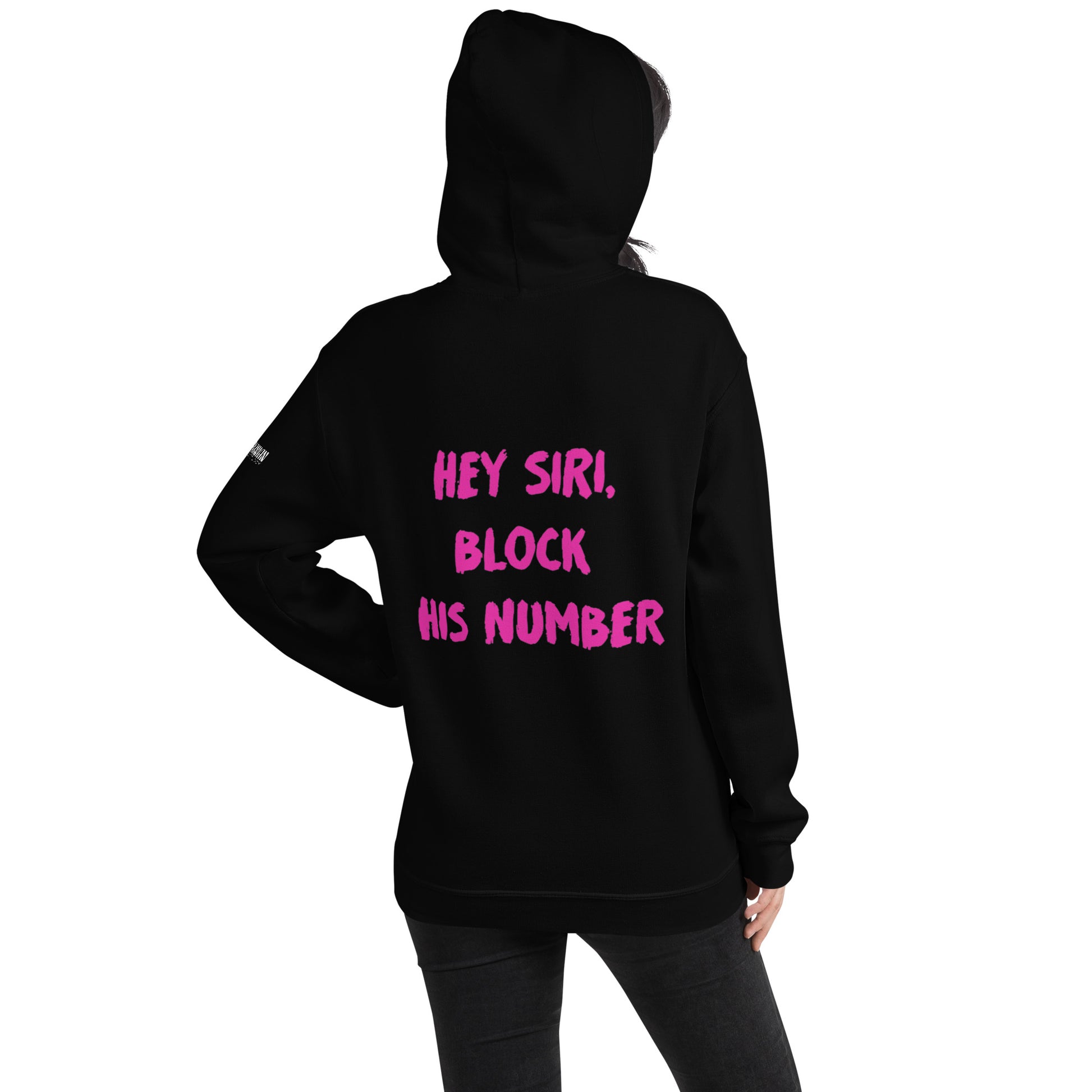 "HEY SIRI, BLOCK HIS NUMBER" - Black Hoodie - Romanian House Community Store