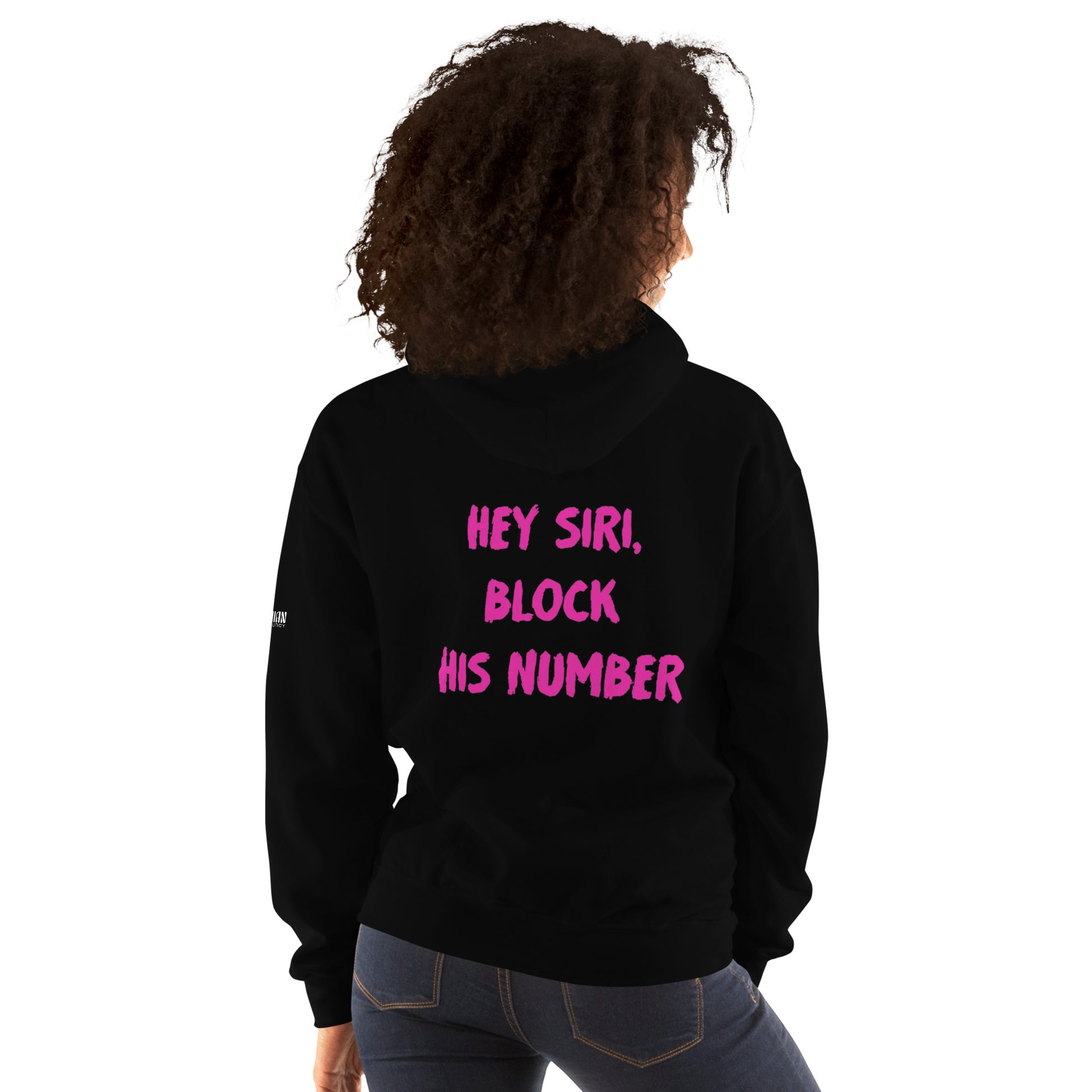 "HEY SIRI, BLOCK HIS NUMBER" - Black Hoodie - Romanian House Community Store